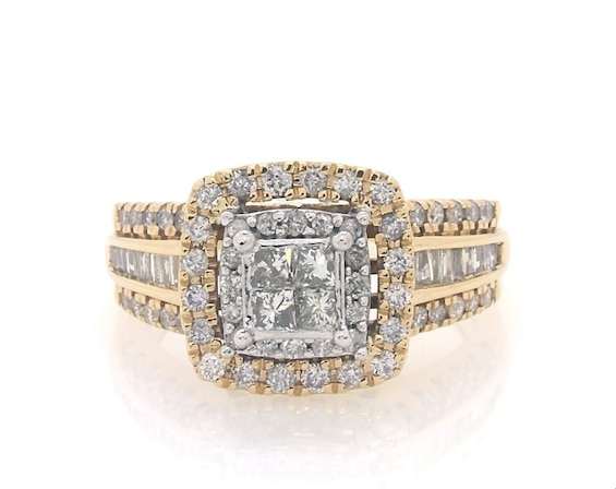 Previously Owned Princess-Cut Diamond Quad Engagement Ring 1 ct tw 14K Two-Tone Gold