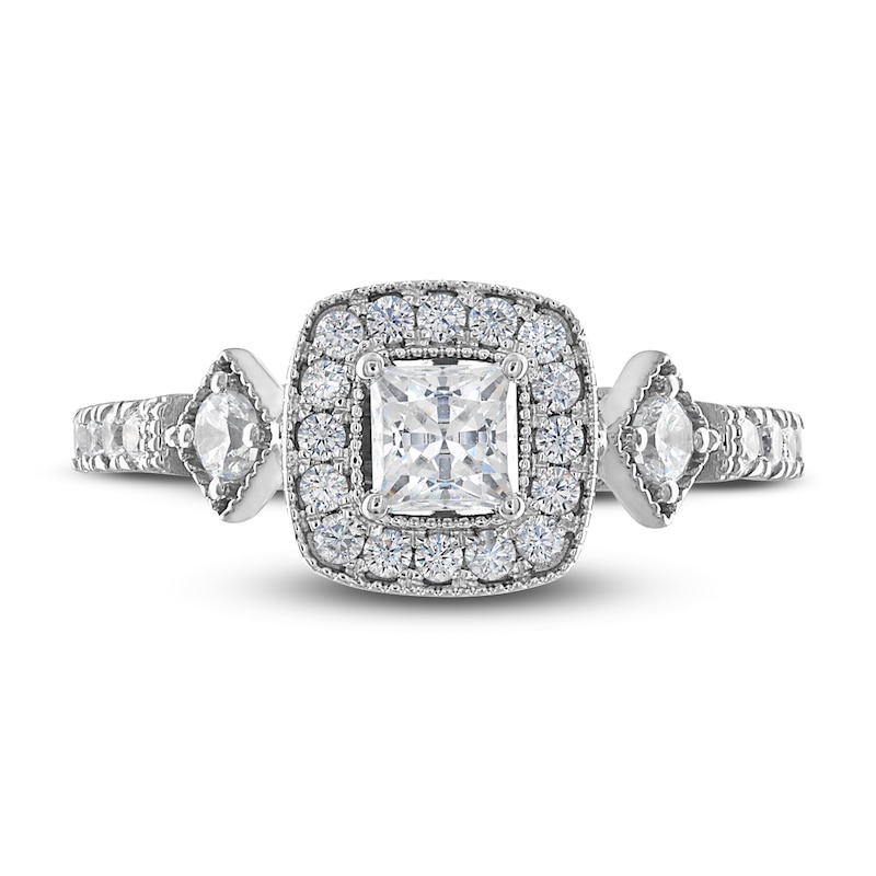 Main Image 3 of Previously Owned Adrianna Papell Diamond Engagement Ring 7/8 ct tw Princess & Round 14K White Gold