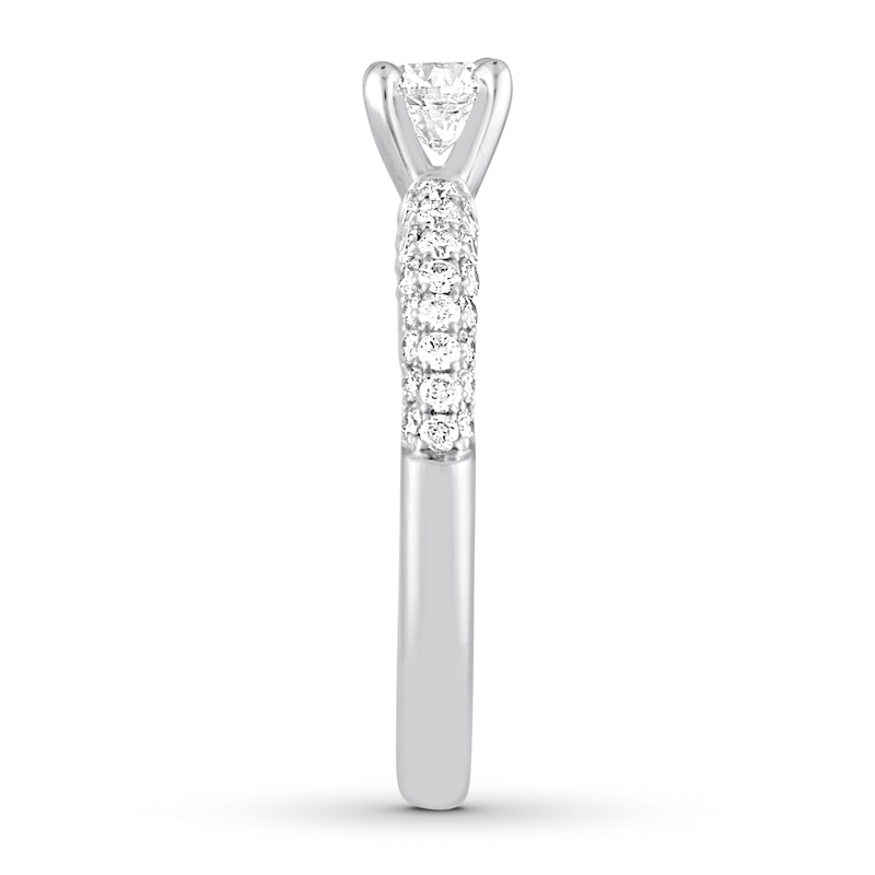 Main Image 3 of Previously Owned Diamond Engagement Ring 7/8 ct tw Round-cut 14K White Gold