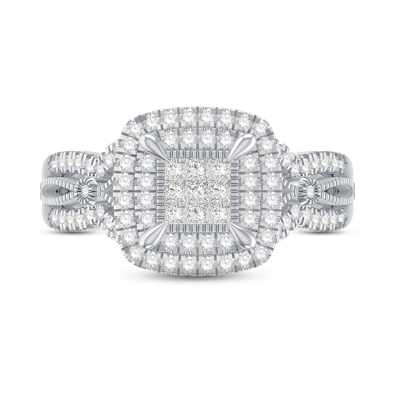 Main Image 3 of Previously Owned Diamond Engagement Ring 5/8 ct tw Princess & Round-cut 10K White Gold