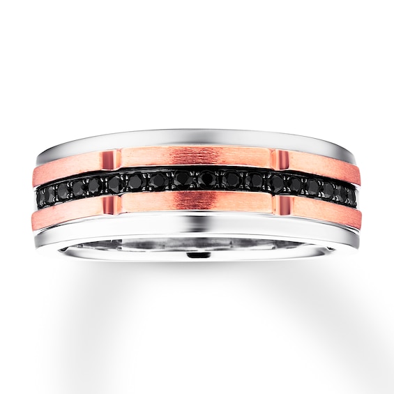 Previously Owned Men's Black Diamond Wedding Band 1/4 ct tw 10K Two-Tone Gold