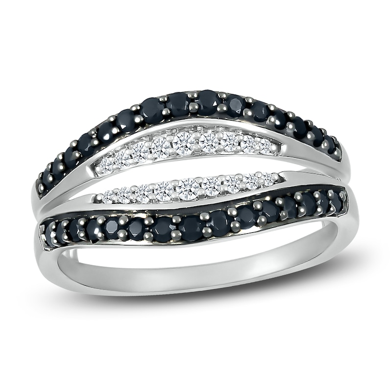 Main Image 1 of Previously Owned Black & White Diamond Enhancer Ring 1/2 ct tw Round-cut 10K White Gold