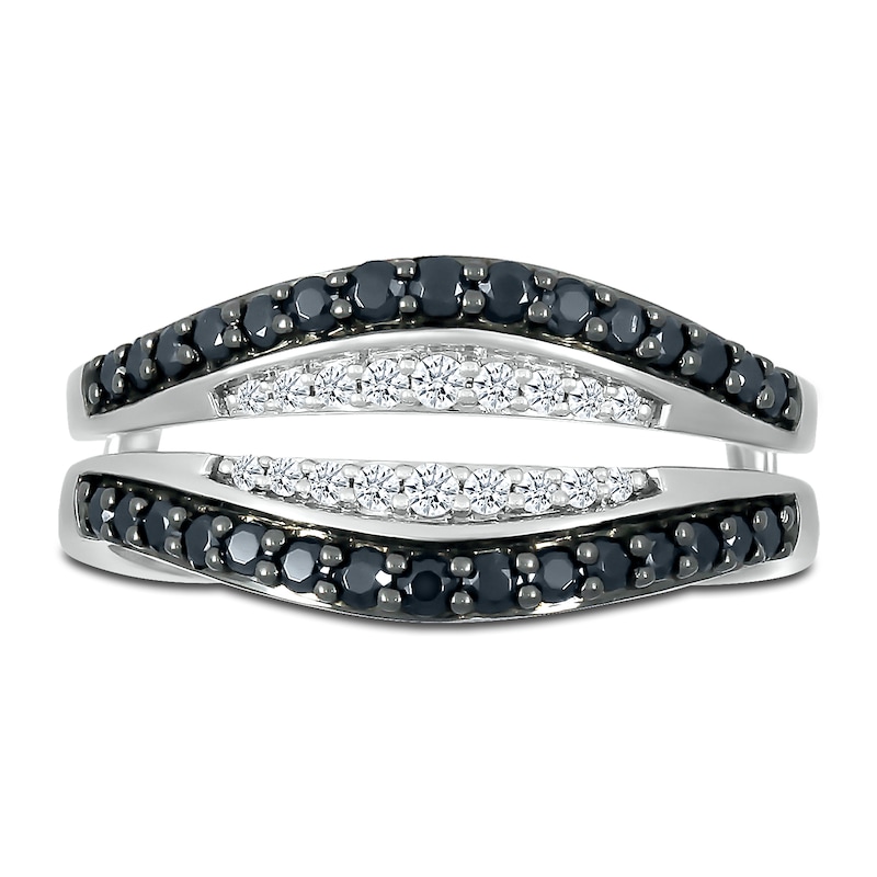 Main Image 2 of Previously Owned Black & White Diamond Enhancer Ring 1/2 ct tw Round-cut 10K White Gold