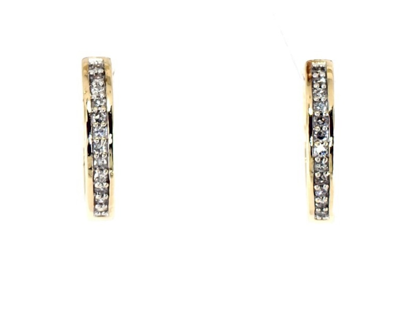 Main Image 1 of Previously Owned Diamond Hoop Earrings 1/6 carat tw 10K Yellow Gold