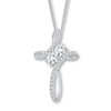 Thumbnail Image 1 of Previously Owned Ever Us Two-Stone Cross Necklace 1/2 ct tw Diamonds 14K White Gold 19&quot;