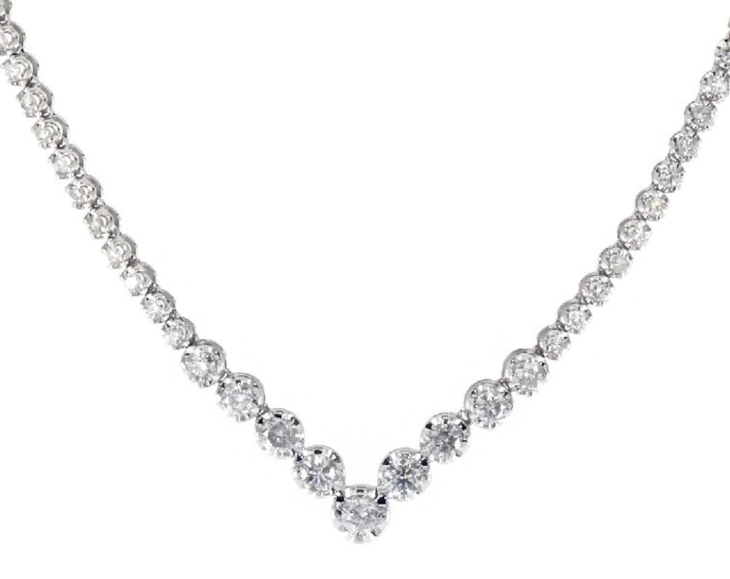 Main Image 1 of Previously Owned Diamond Riviera Necklace 3 ct tw Round-Cut 10K White Gold 17&quot;