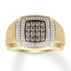 Thumbnail Image 1 of Previously Owned Men's Brown & White Diamond Ring 1/2 ct tw 10K Yellow Gold