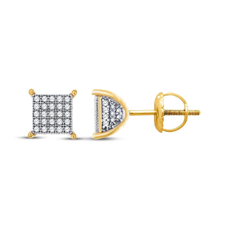 Main Image 1 of Previously Owned Men's Diamond Stud Earrings 1/4 ct tw Round-cut 10K Yellow Gold