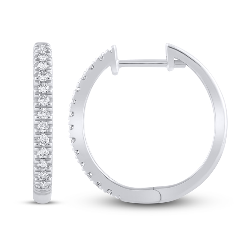 Main Image 1 of Previously Owned Diamond Hoop Earrings 1/4 ct tw 10K White Gold