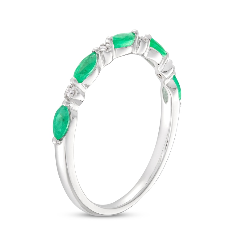 Main Image 2 of Previously Owned Emerald & Diamond Anniversary Ring 10K White Gold