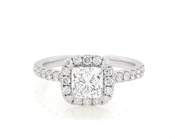 Previously Owned THE LEO Legacy Lab-Grown Diamond Princess-Cut Engagement Ring 1-3/8 ct tw 14K White Gold