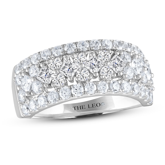 Previously Owned THE LEO Diamond Anniversary Ring 1-3/4 ct tw Princess & Round-cut 14K White Gold