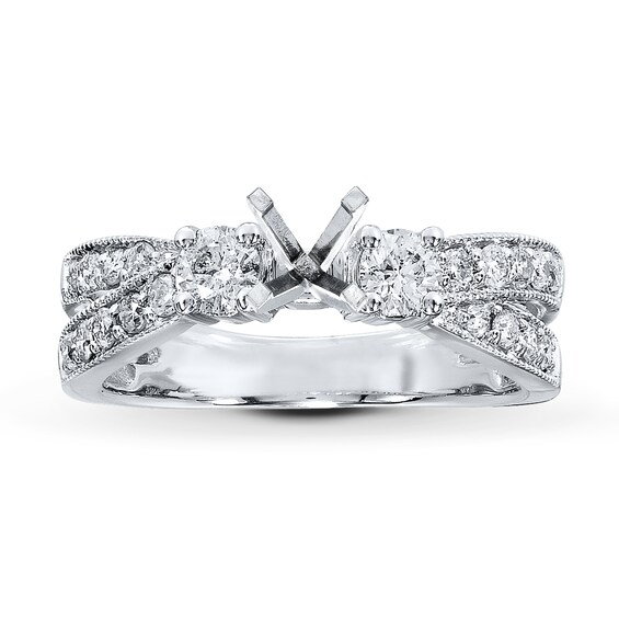 Previously Owned Diamond Ring Setting 5/8 ct tw Round-cut 14K White Gold