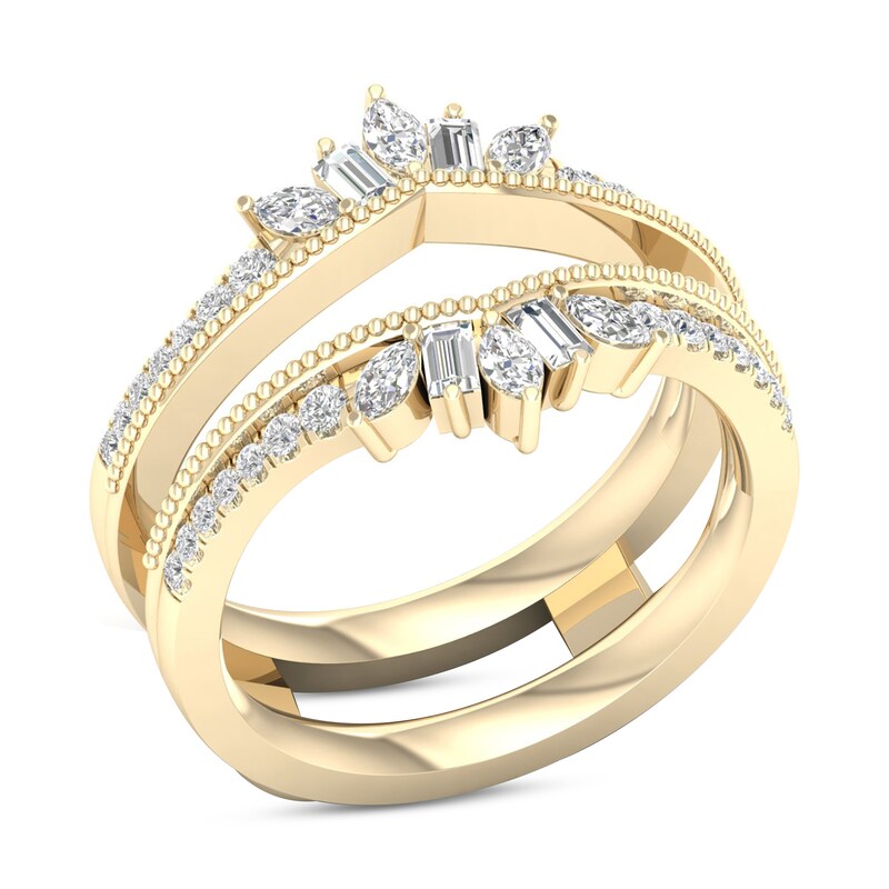 Main Image 2 of Previously Owned Diamond Enhancer Band 1/2 ct tw Round/Marquise/Baguette 14K Yellow Gold