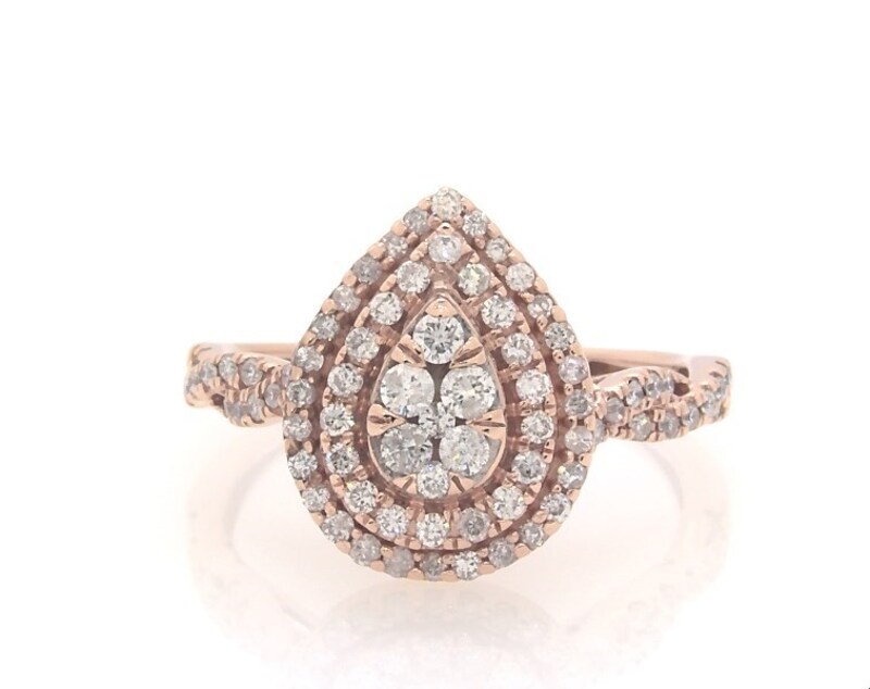 Main Image 1 of Previously Owned Multi-Diamond Engagement Ring 1/2 ct tw Round-cut 10K Rose Gold