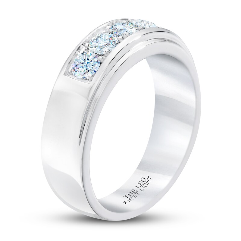 Main Image 2 of Previously Owned Men's THE LEO First Light Diamond Wedding Band 1 ct tw Round-cut 14K White Gold