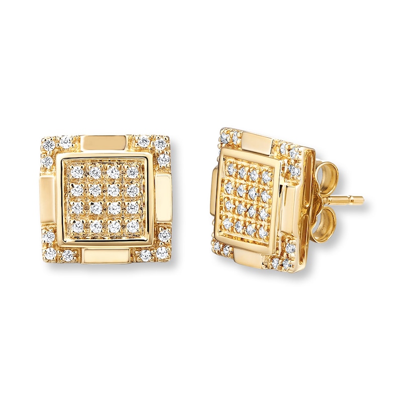 Main Image 2 of Previously Owned Men's Diamond Stud Earrings 1/5 ct tw Round-cut 10K Yellow Gold