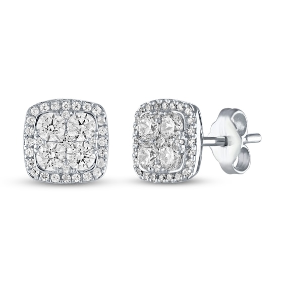 Previously Owned Diamond Stud Earrings 1 ct tw Round-cut 10K White Gold