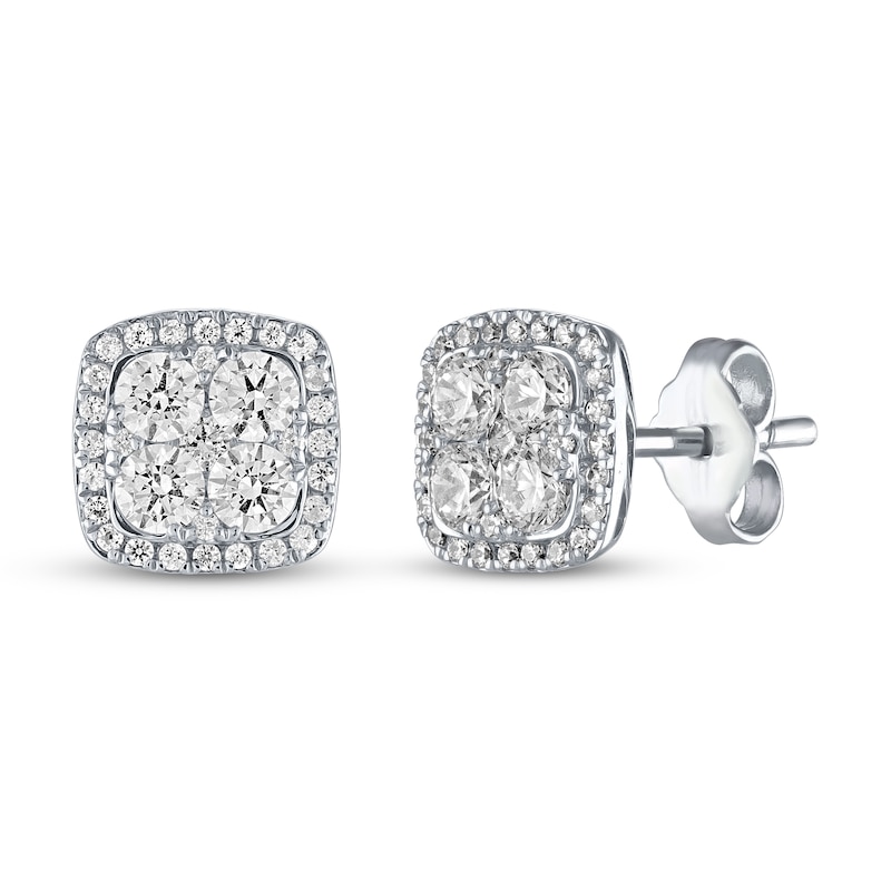 Previously Owned Diamond Stud Earrings 1 ct tw Round-cut 10K White Gold ...