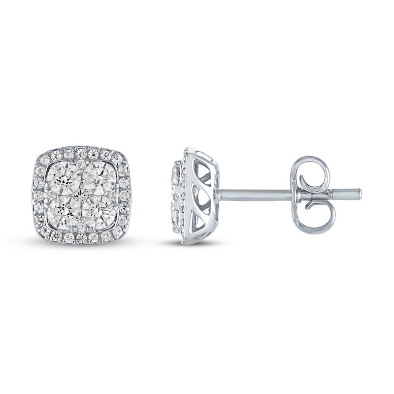 Previously Owned Diamond Stud Earrings 1 ct tw Roundcut 10K White Gold