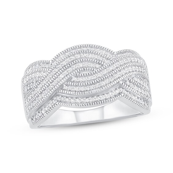Previously Owned Diamond Crisscross Ring 1/4 ct tw Round-cut Sterling Silver