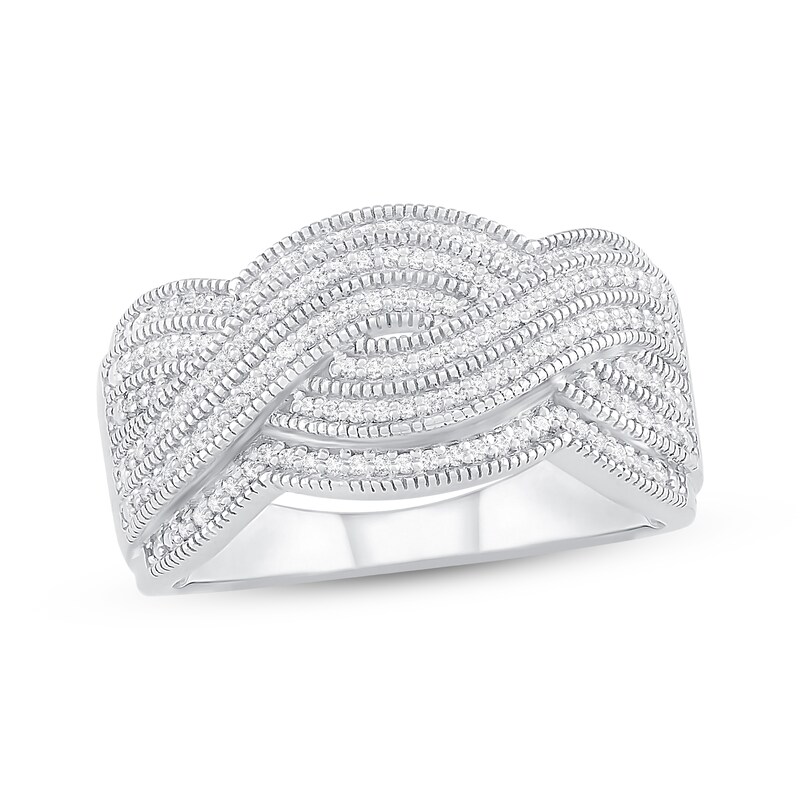 Main Image 1 of Previously Owned Diamond Crisscross Ring 1/4 ct tw Round-cut Sterling Silver