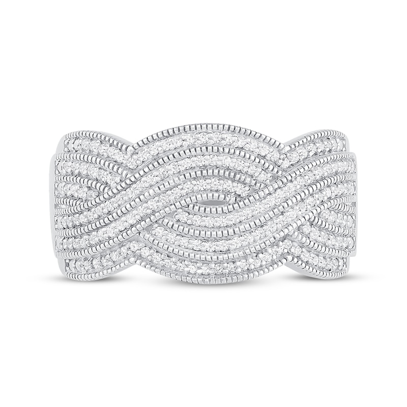 Main Image 2 of Previously Owned Diamond Crisscross Ring 1/4 ct tw Round-cut Sterling Silver