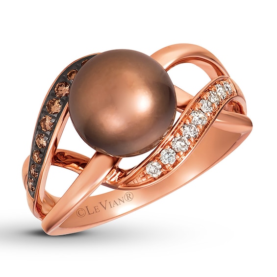 Previously Owned Le Vian Cultured Pearl Ring 1/5 ct tw Diamonds 14K Gold