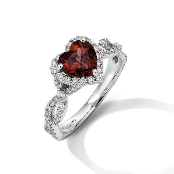 Previously Owned Neil Lane Rhodolite Garnet & Diamond Engagement Ring 1/2 ct tw Round-cut 14K White Gold