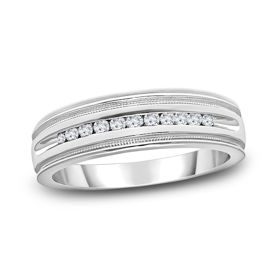 Previously Owned Men's Diamond Wedding Band 1/4 ct tw Round-cut Sterling Silver
