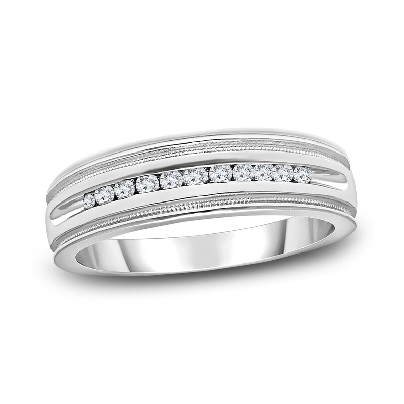 Main Image 1 of Previously Owned Men's Diamond Wedding Band 1/4 ct tw Round-cut Sterling Silver