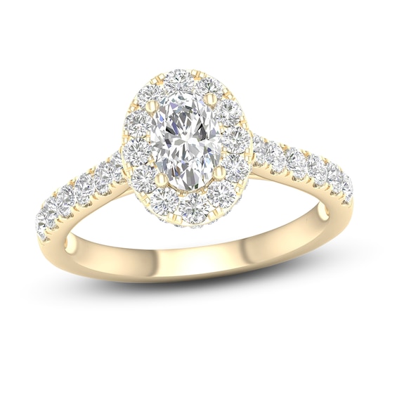 Previously Owned Diamond Engagement Ring 1-3/8 ct tw Oval/Round 14K Yellow Gold