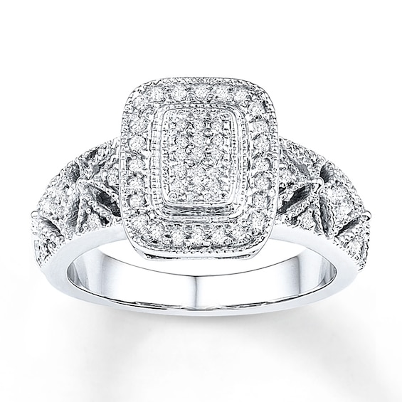 Previously Owned Diamond Ring 1/4 ct tw Princess/Round Sterling Silver
