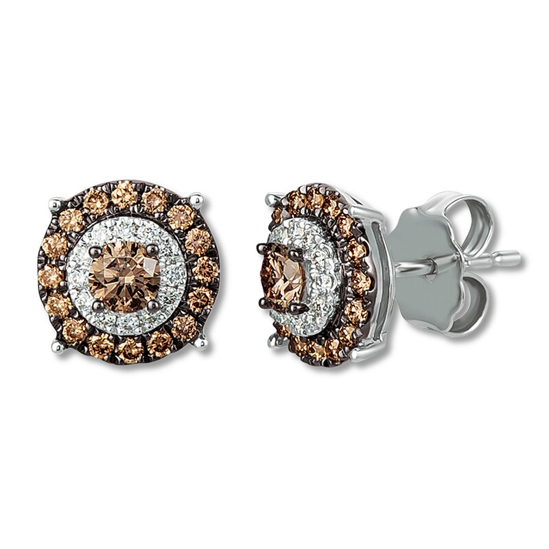 Main Image 1 of Previously Owned Le Vian Chocolate Diamond Stud Earrings 1/2 ct tw 14K Vanilla Gold