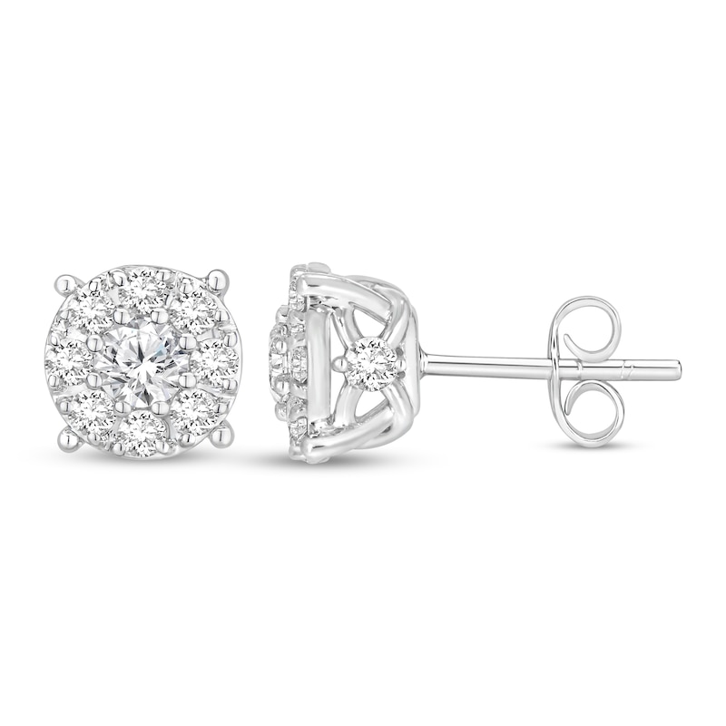 Previously Owned Diamond Stud Earrings 1-1/5 ct tw Round-cut 10K White ...
