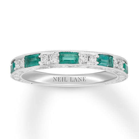 Previously Owned Neil Lane Emerald Anniversary Band 1/6 ct tw Diamonds 14K White Gold