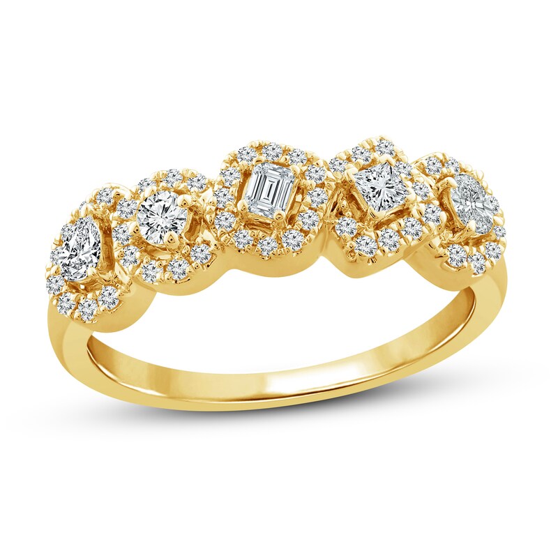Main Image 1 of Previously Owned Diamond Halo Ring 1/2 ct tw 10K Yellow Gold Size 5