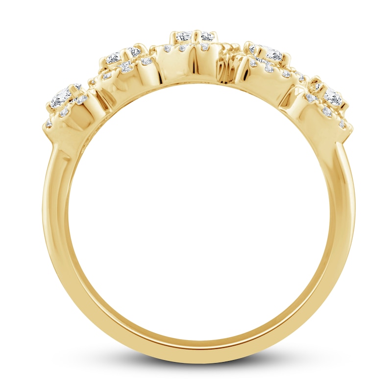 Main Image 3 of Previously Owned Diamond Halo Ring 1/2 ct tw 10K Yellow Gold Size 5