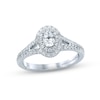 Thumbnail Image 0 of Previously Owned Monique Lhuillier Bliss Diamond Engagement Ring 3/4 ct tw Oval, Baguette & Round-cut 18K White Gold