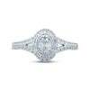 Thumbnail Image 1 of Previously Owned Monique Lhuillier Bliss Diamond Engagement Ring 3/4 ct tw Oval, Baguette & Round-cut 18K White Gold