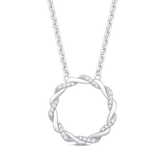 Previously Owned Circle of Gratitude Diamond Necklace 1/10 ct tw Sterling Silver 19"