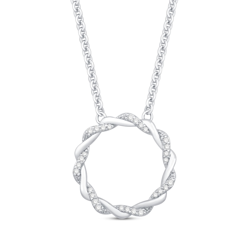 Main Image 1 of Previously Owned Circle of Gratitude Diamond Necklace 1/10 ct tw Sterling Silver 19&quot;