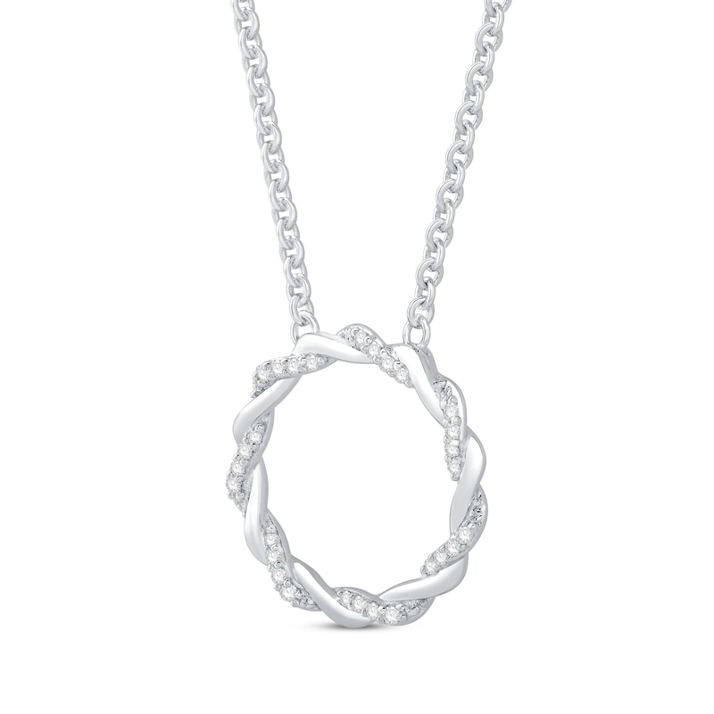 Main Image 2 of Previously Owned Circle of Gratitude Diamond Necklace 1/10 ct tw Sterling Silver 19&quot;
