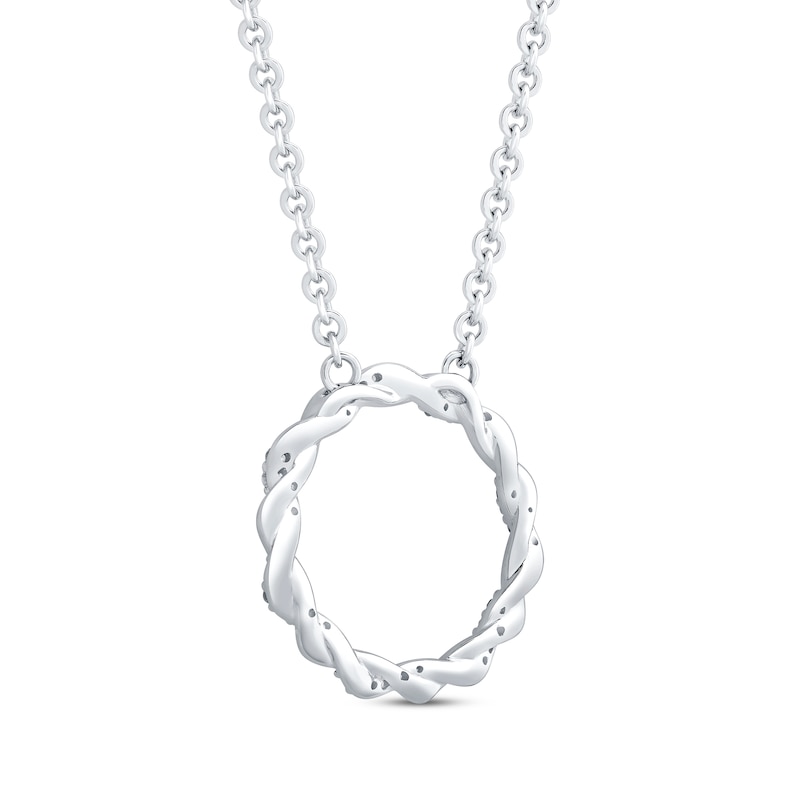 Main Image 3 of Previously Owned Circle of Gratitude Diamond Necklace 1/10 ct tw Sterling Silver 19&quot;