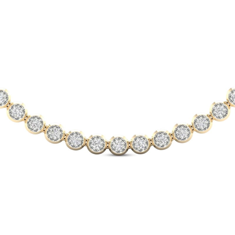 Previously Owned Men's Diamond Tennis Necklace 3 ct tw Round-cut 10K Yellow Gold 22"