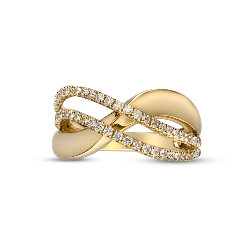 Main Image 1 of Previously Owned Diamond Crisscross Ring 5/8 ct tw Round-cut 14K Yellow Gold