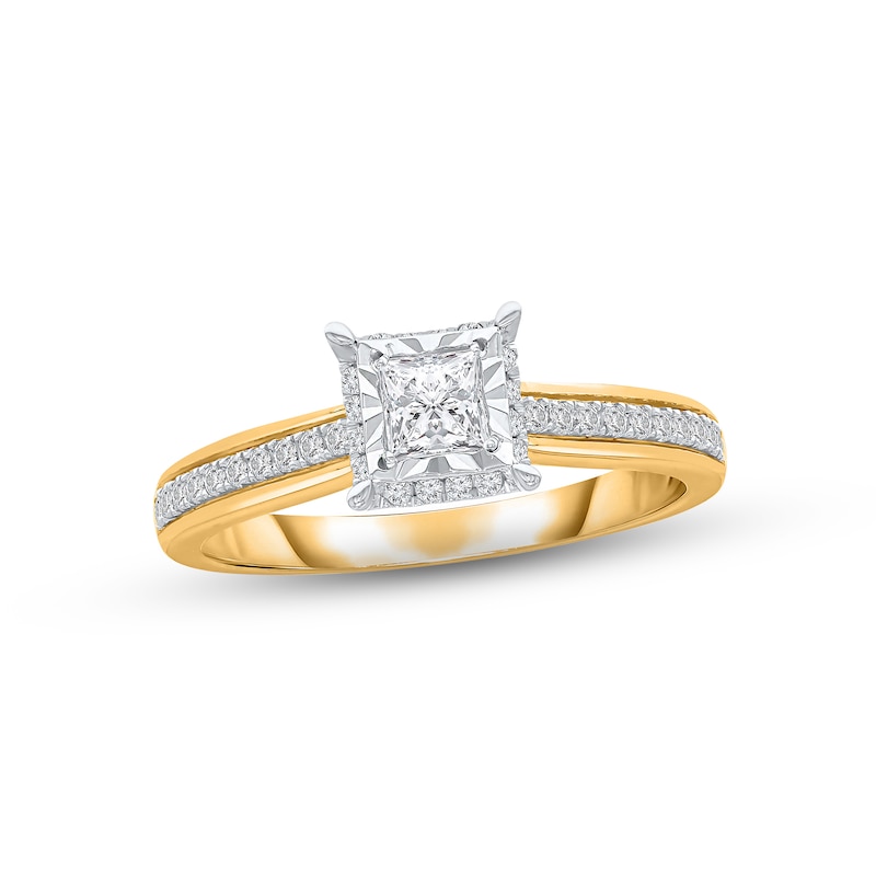 Main Image 1 of Previously Owned Diamond Engagement Ring 1/2 ct tw Princess & Round-cut 14K Yellow Gold
