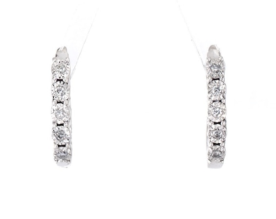Previously Owned Diamond Hoop Earrings 1/10 ct tw Round-cut Sterling Silver