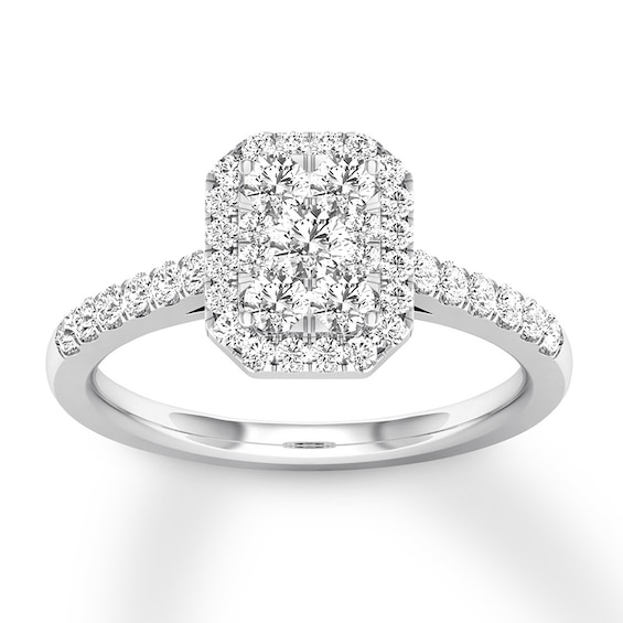Previously Owned Diamond Engagement Ring 1/2 ct tw Round-cut 10K White Gold Size 7