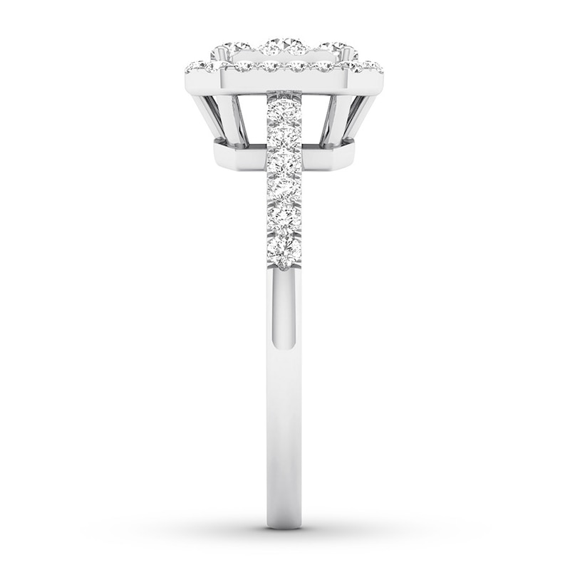 Main Image 3 of Previously Owned Diamond Engagement Ring 1/2 ct tw Round-cut 10K White Gold Size 7